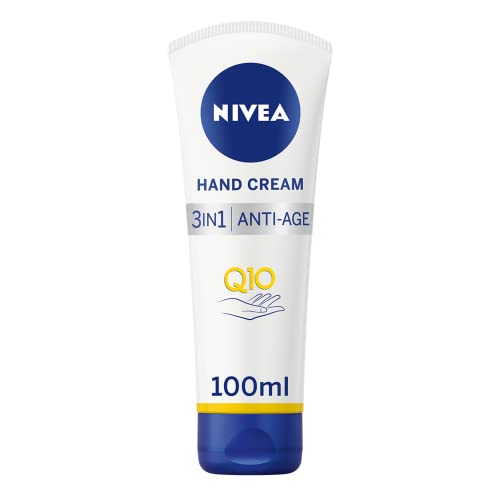 NIVEA 3in1 Q10 Anti-Age Care Hand Cream (100ml), Moisturising Hand Cream Reduces the Appearance of Wrinkles with Q10 and UV Filters, NIVEA Hand Cream for 24 Hour Moisture