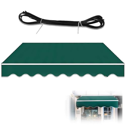 Generisch Grüner Markisenbespannung Ersatzstoffe, Markisen Canvas Markisenstoff mit Volant, Regenfest, Sonnenschutz, Reißfest, für Garten, Balkon, Geschäft(10x10ft)