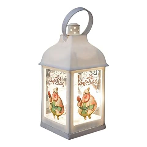 Chen0-super White Ramadan Lantern - 8.5in Ramadan Decorations LED Lamps - Ramadan Mubarak Lamp Decorations, EID Mubarak LED Lights Ornaments for Muslim Party Hanging Decor Cover