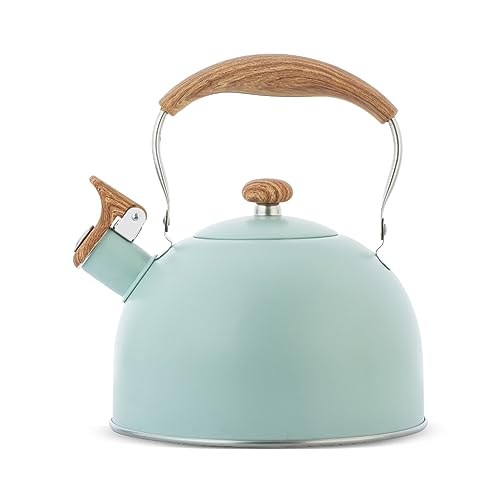 LOMUG Bouilloire Sifflante, 2,5L Inox Bouilloire Sifflante Induction Gaz Bouilloire en Acier Inoxydable Bouilloire Théière Sifflante Bouilloire à Sifflet pour Camping, Extérieure Cuisinière, Randonnée