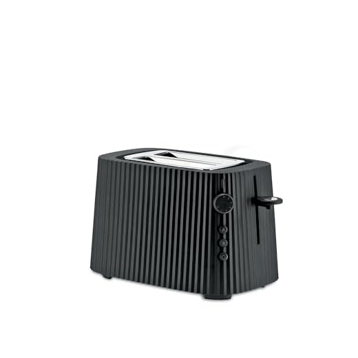 Alessi Plissé MDL08 B - Tostador de Diseño, en Resina Termoplástica, Seis Niveles de Dorado, Enchufe Europeo, 850 W, Negro