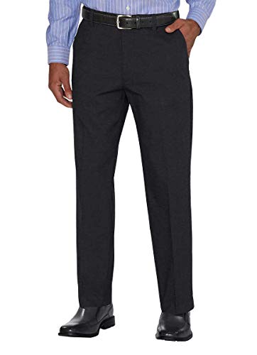 Kirkland Signature Men's Non-Iron Comfort Pant, Classic Fit, Expandable Waist, Tapered Leg, Comfort Stretch Fabric, Easy Care, Black Pin Dot (36X30) #TOP13