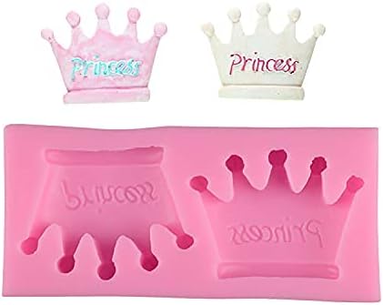 2-Cavity Princess Crown Shape Silicone Mold for DIY Fondant Candy Making Chocolate Molds Lollipop Desserts Ice Cube Gum Clay Soap Biscuit Plaster Resin Cupcake Topper Cake Decor Moulds