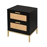 Design elegante: Il rattan unico, le linee semplici e il design delle gambe in metallo rendono questo comodino elegante e chic. Questo piccolo mobile si adatta perfettamente a diversi stili di vita e aggiunge eleganza e intimità alla camera da letto, al soggiorno o all'ufficio.