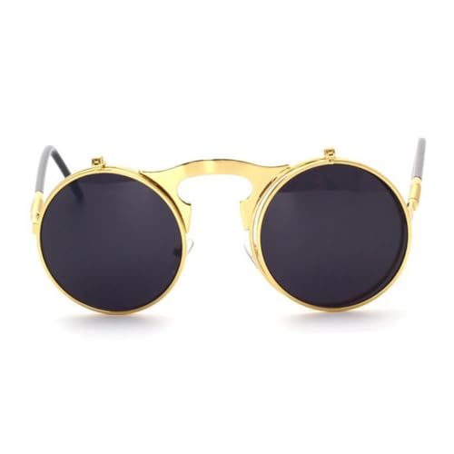 Holibanna Classic Round Metal Frame Steampunk Sunglasses Gold Frame Unisex Fashion Sunglasses for Men Women