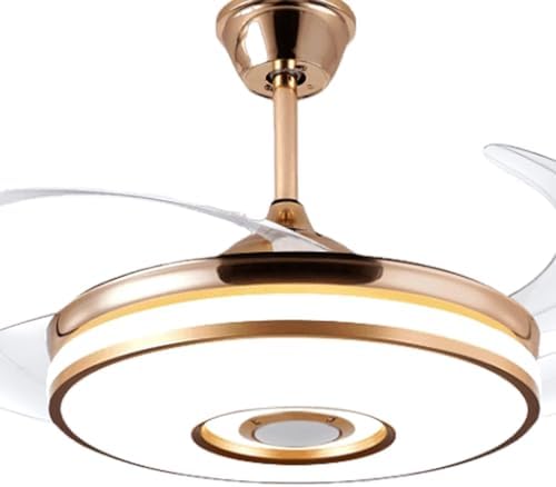 Hans Lightings Breeza Melody Lighting Ceiling Fan With Bluetooth Speaker - Gold, 4 Retractable Blades, LED Light & Remote