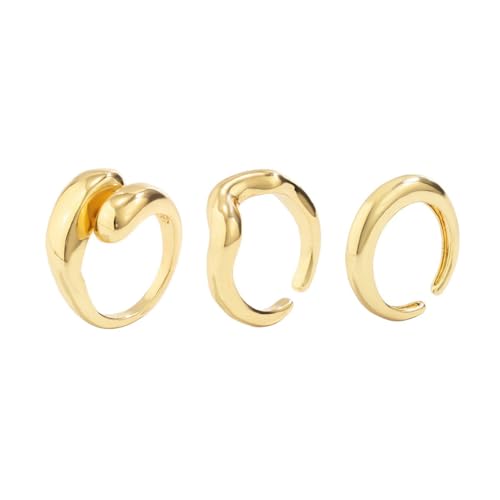 Image of Shining Diva Fashion Stylish Trendy Finger Rings Set for Women & Girls | Chunky Minimal Statement Ring Combos Modern Elegant Jewellery Collection
