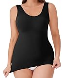 VELISDE Women Plus Size Shapewear Tank Top Tummy Control Compression Tank Crew Neck Camisole Seamless Body Shaper Cami Tops(Black,3XL)