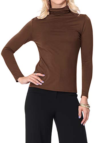 FashionJOA Women's Lightweight Soft Long Sleeve Solid Mock Neck Sweater