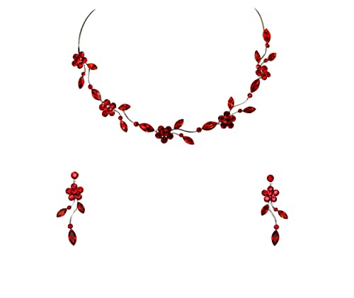 Image of Faship Gorgeous Rhinestone Crystal Floral Necklace Earrings Set