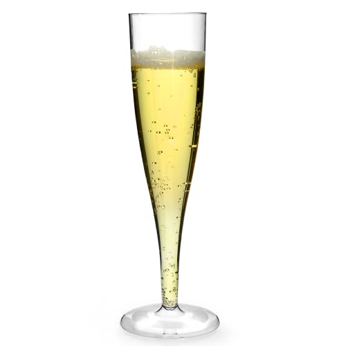 AIOS Use-Reuse-Recycle Plastic Prosecco/Champagne Flutes. Capacity160ml (Pack of 100)