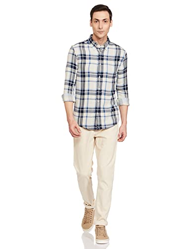 Image of Marks & Spencer Mens Checkered Cotton Collared Neck Relaxed Fit Overshirt