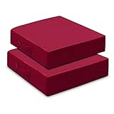 Large Floor Pillows for Adults, Thick Meditation Floor Cushions for Sitting Yoga, 22x22x5 Foam Seat Cushions Set of 2 for Furniture, Floor Pillow with Pleated Velvet Removable Cover, Burgundy