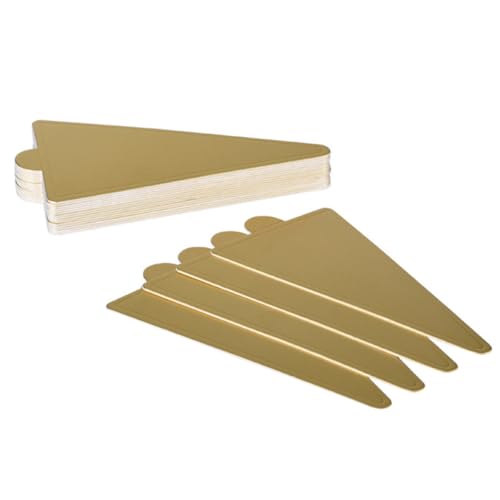BESTYASH 100 Almohadillas Base de Pastel Triangulares Doradas de Cartón Reciclable, Bandejas para Mousse y Tartas, Uso en Eventos y Repostería, Suministros para Decoración de Pasteles
