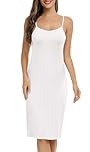 Vlazom Women's Full Slips, Soft Slinky Petticoat Ladies Long Nightdress Basic Underskirt for Women with Adjustable Straps White,XXL