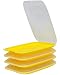 Design 4 scatole per salsicce, contenitori salvafreschezza, impilabili, di colore giallo, adatte per salumi e formaggi e molto altro ancora, dimensioni 25 x 17 x 3,3 cm.