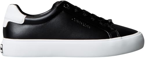Calvin Klein Damen Cupsole Sneaker Lace-Up aus Leder, Schwarz (Black/Bright White), 40
