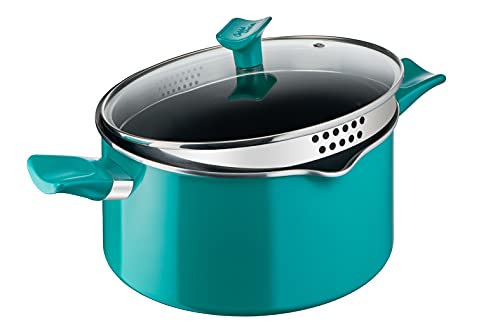 Tefal Chefclub by Tefal Faitout 24 cm Bleu canard + couvercle, Revêtement antiadhésif Titanium, Thermo-Signal, Induction G8044604