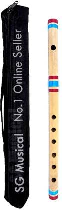 SG MUSICAL Flute B Scale Natual Wood Color with Bansuri Bag, Pack of (1)-image-40
