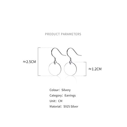 Round Disc Circle Plate Minimalist Fishhook S925 Sterling Silver Elegant Dangle Drop Earrings Chic Geometric Dangling Hanging Fashion Lightweight Simple Modern Statement Jewelry Gifts For Best Friend #TOP3