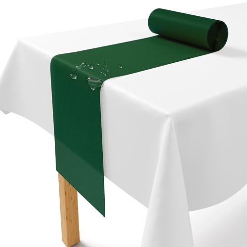 Chemin de table en non-tissé - Vert - 30 cm x 25 m - Chemin de table jetable - Décoration de table élégante pour mariage, communion, baptême, anniversaire, Noël et...