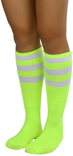 Image of ToBeInStyle Women's Premium Below Knee Athletic Socks w /Contrasting Wide Stripes