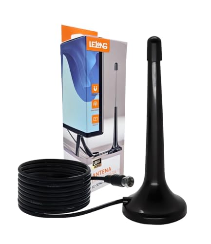 Antena Digital Interna e Externa Full HD 4k HDTV UHF VHF Amplificada Cabo de 5 Metros e Base Com Imã