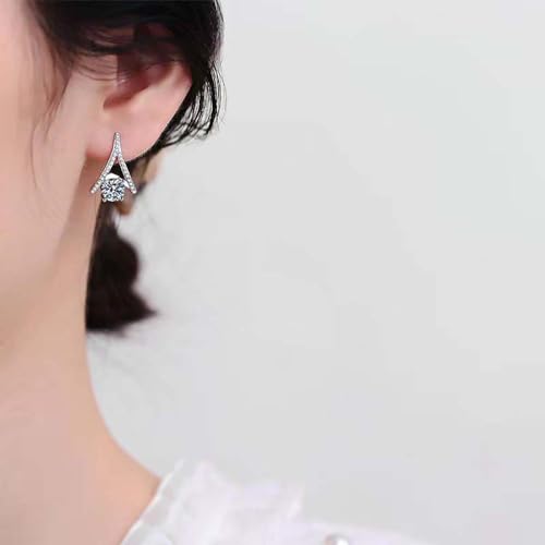 Boucles d'oreilles moissanite en V Argent anti-allergie - 2