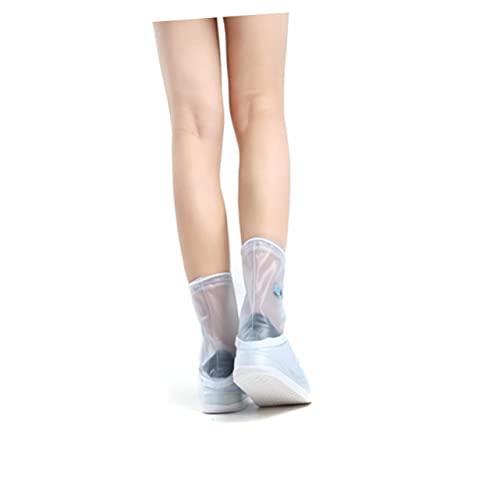 HANABASS Overshoes for Rain Waterproof Boot Covers Zipper Non-Slip Design White M-37/38 Suitable for Seasons