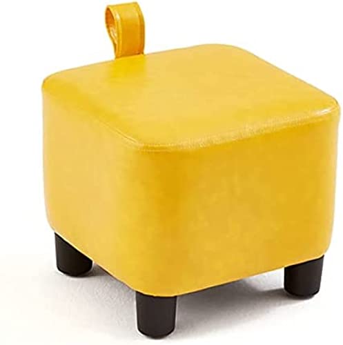 Repose-Pieds en Cuir Cube Jaune aux Finitions Haut de Gamme - 2