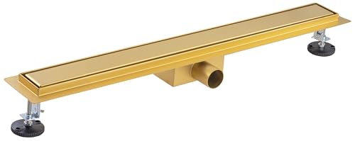 Canaleta de Ducha Italiana Reversible 70 cm | Una Cara Dorada Vista y Otra para Alicatar | Instalación a Ras de Suelo | Estética Sofisticada y Funcional | NOYON & THIEBAULT