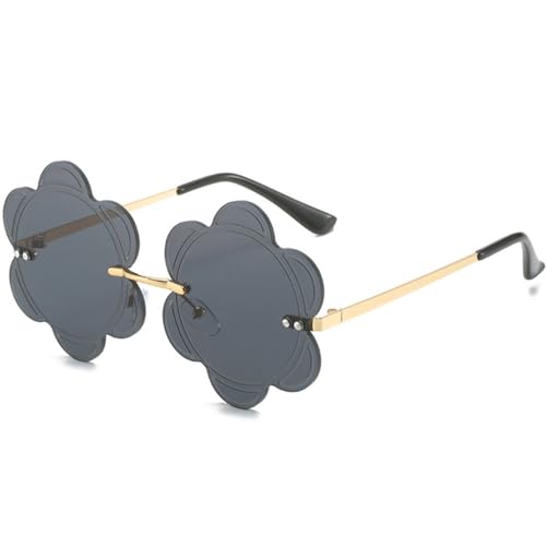 Lunettes de soleil vintage sans monture noires LVTFCO mode hippie chic avec fleurs naturelles UV400