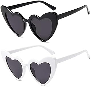 FOURCHEN Heart Shaped Sunglasses for Women,Vintage Cat Eye Mod Style Retro Kurt Cobain Glasses
