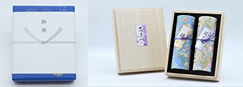 【お悔やみの挨拶文入り】花くらべ二種香 高級桐箱入り 煙の少ない微煙タイプ 包装・御供入り熨斗付き 喪中見舞い・ギフト・進物・贈答用線香 【創業文政三年永楽屋】 (甘美と紅梅の香り)