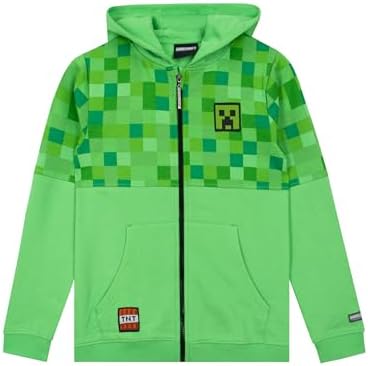 Minecraft Hoodie | Creeper Boys’ Hoodies | Zip Up Gaming Hoody for Kids | Children’s Gamer Clothes