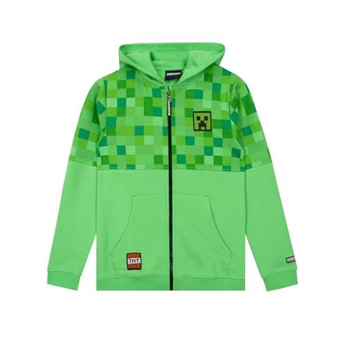 Minecraft Sudadera Creeper Sudadera Capucha Niño | Sudadera Niño Cremallera | Verde 5-6 Años