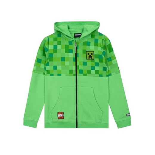 Minecraft - Sudadera con Capucha para Niños - Creeper - Verde - 8 a 9 Años