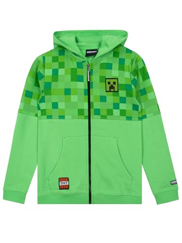Minecraft - Sudadera con Capucha para Niños - Creeper - Verde - 8 a 9 Años