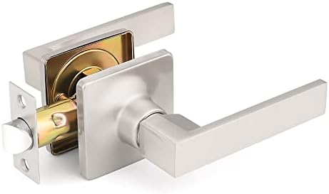 Mengico 3 Pack Door Lever with Lock,Satin Nickel Modern Door Handle,Bedroom Door Handles Passage Door Lock(for Hallway Closet),Universal Handing, Heavy Duty Door Handles
