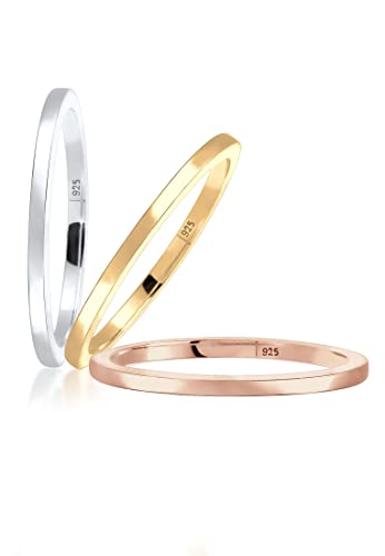 Elli Damen-anillo de apilamiento anillo multicolor Tricolor 925 de plata - 0603361015