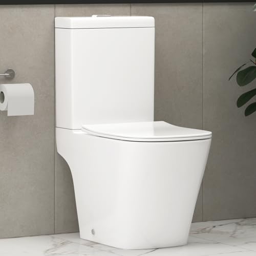 Elite Rimless Close Coupled Toilet Square Pan...