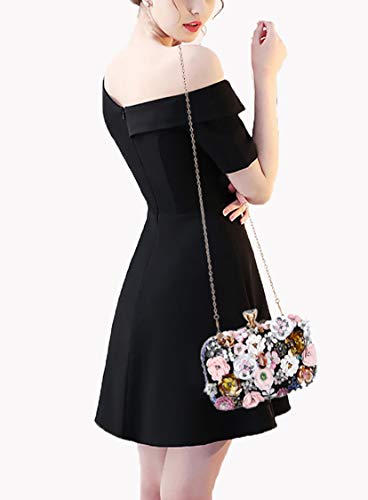 Selighting Colorful Floral Clutch Evening Bags For Women Formal Beaded Wedding Purse Prom Cocktail Party Handbags Black #TOP2