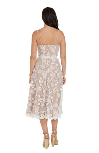 Image of Dress The Population Womens Tahani Plunge Neckline Fit and Flare Midi DressDress