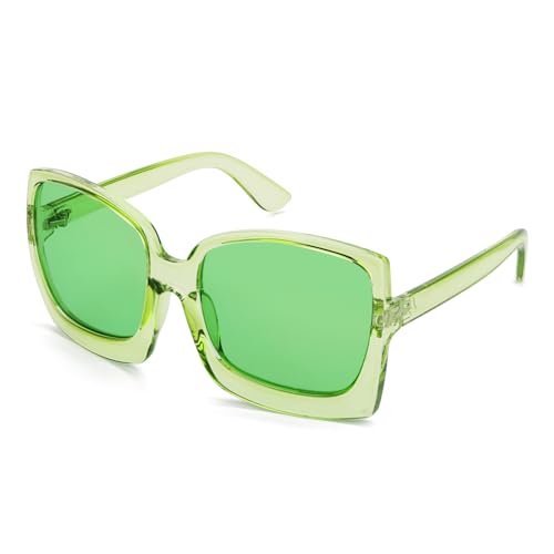 Karsaer Retro Cuadrado Redondo De Gran Tamaño Mujeres Gafas De Sol Marco Grande Vintage Mujeres Sombras K7075, Lentes Verde Transparente Verde Claro Karsaer Retro Cuadrado Redondo De Gran Tamaño Mujeres Gafas De Sol Marco Grande Vintage Mujeres Sombras K7075, Lentes Verde Transparente Verde Claro