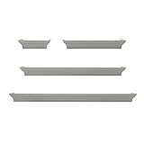 Melannco Floating Wall Shelves for Bedroom, Living Room, Bathroom, Kitchen, Nursery, Set of 4, Gray, 4 Count