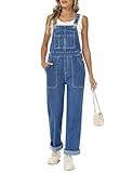 Fengbay Salopette en jean pour femme   Décontractée   Baggy   Coupe ample   Pantalon extensible   Avec bretelles réglables   Mode, bleu, L
