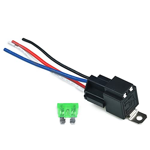 Relé 12V 4 pines SPST dispositivo control automóvil con base enchufe cables fusible 30A