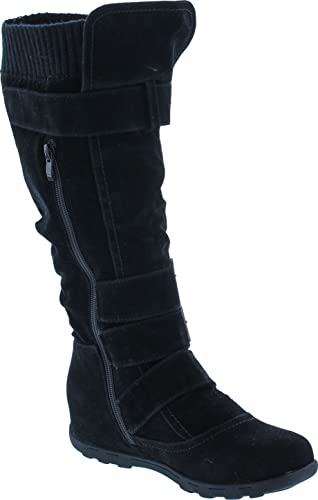 Image of Forever Link Women's Klein-70 Closed Round Toe Buckle Slouch Flat Heel Mid-Calf Boot