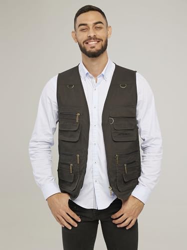 Men's Stone Washed Multi-pocketed Hunting Travel Fishing Utility Work Cargo Outerwear Outdoor Vest4