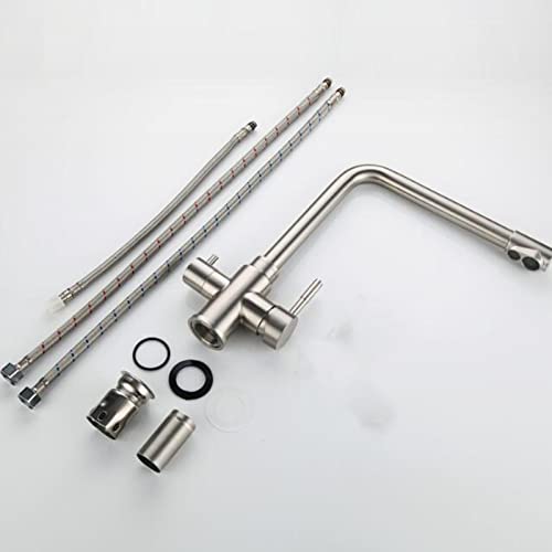 Mitigeur cuisine 3 voies acier inoxydable brossé robinet évier robuste